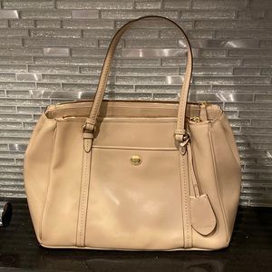 coach leather purse with multiple compartments, three zipper pouches